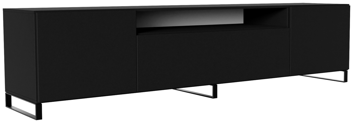 Czarna szafka RTV nowoczesna 200 cm na nóżkach LANTOS