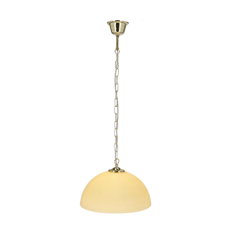 Kremowa lampa wisząca z kloszem ecru do salonu TREZZA metal szkło