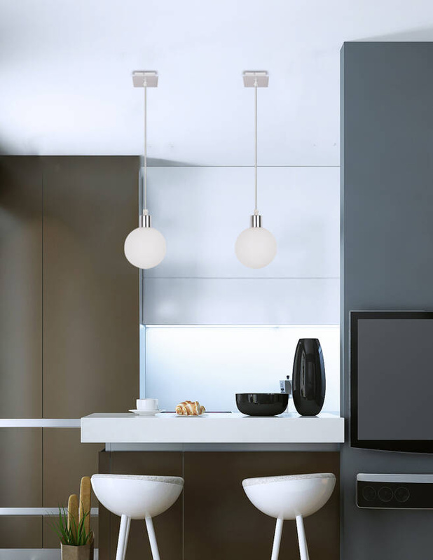 Biała lampa wisząca kula 12 cm do salonu ODEN metal szkło