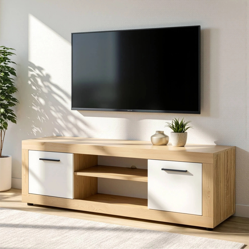 Szafka RTV 140 cm pod telewizor do salonu BLOBI dąb sonoma