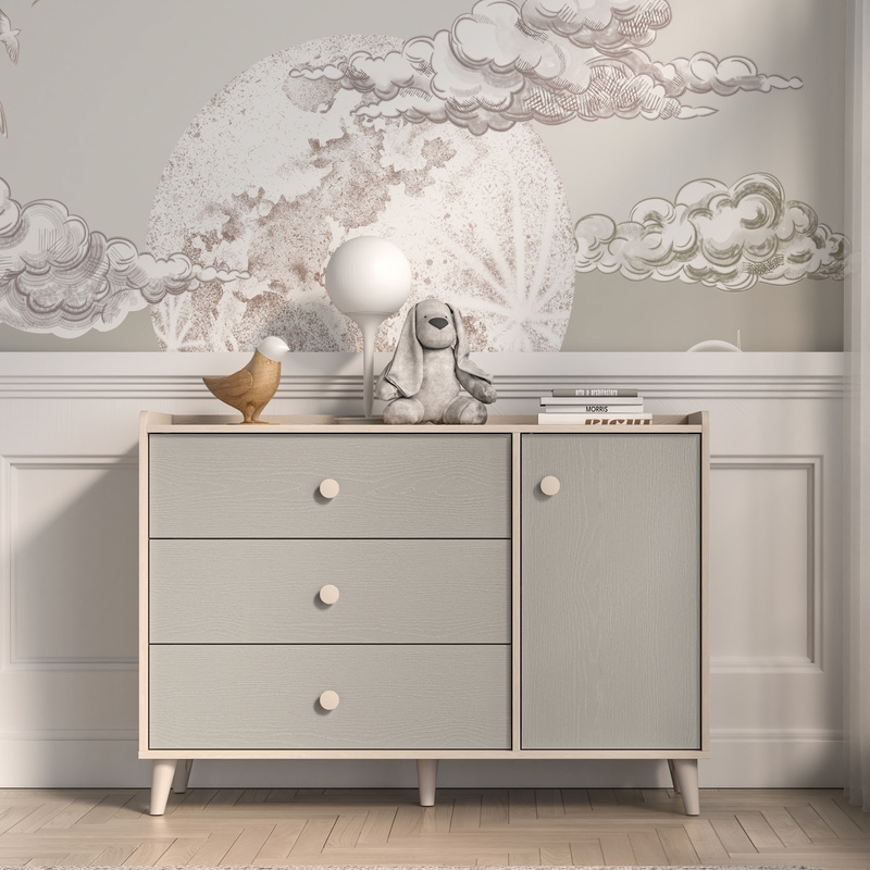 Komoda 120 cm z szufladami i szafką dla dziecka MERLO