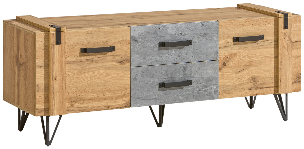 Loftowa szafka RTV z szufladami do salonu 135 cm LOSTI