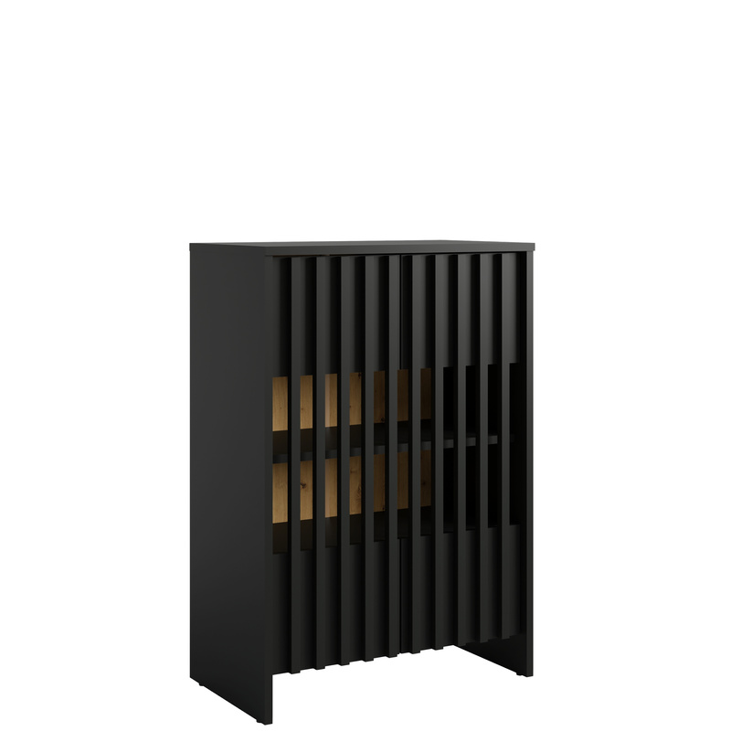 Dwudrzwiowa komoda 60 cm z lamelami VELVIO czarny