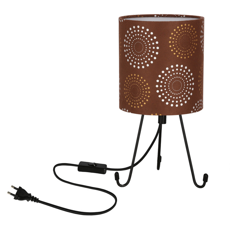 Czarna lampa stołowa do salonu SMALLY z abażurem brązowym EMILI