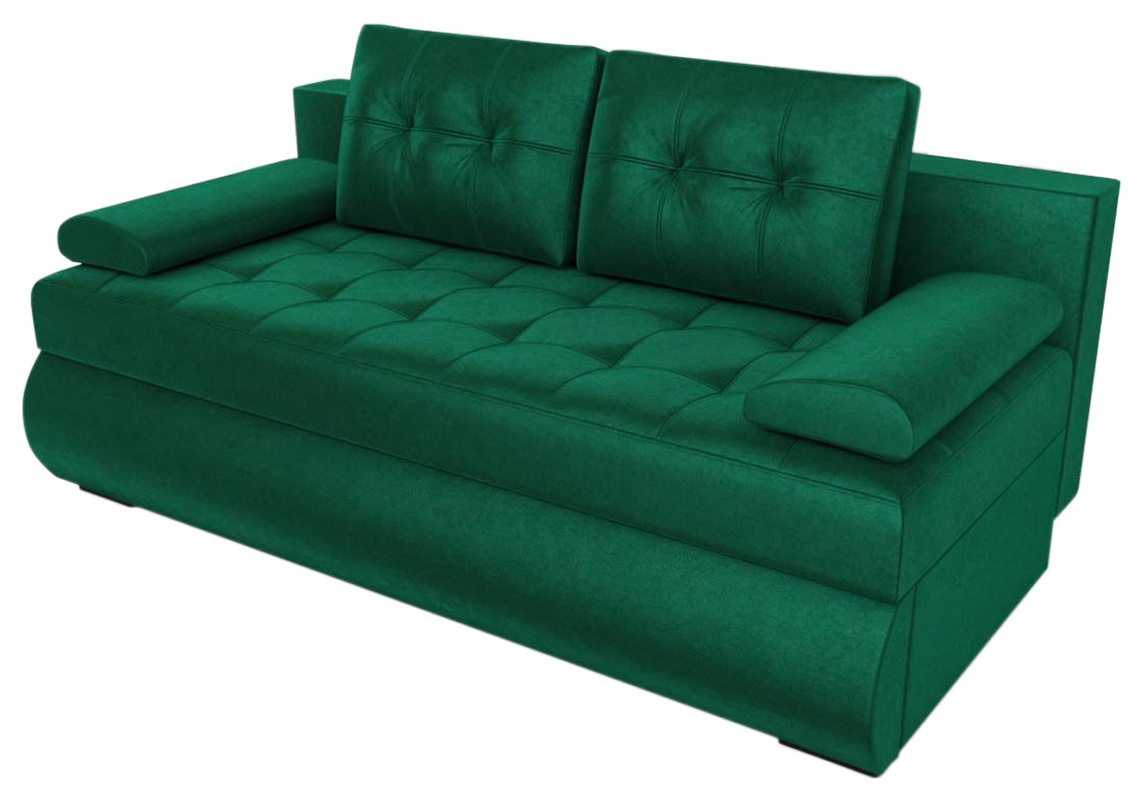 Zielona sofa z funkcją spania na sprężynach GANDIA