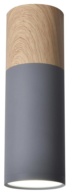 Szaro-drewniana lampa sufitowa tuba 6,8x20 cm do salonu TUBA