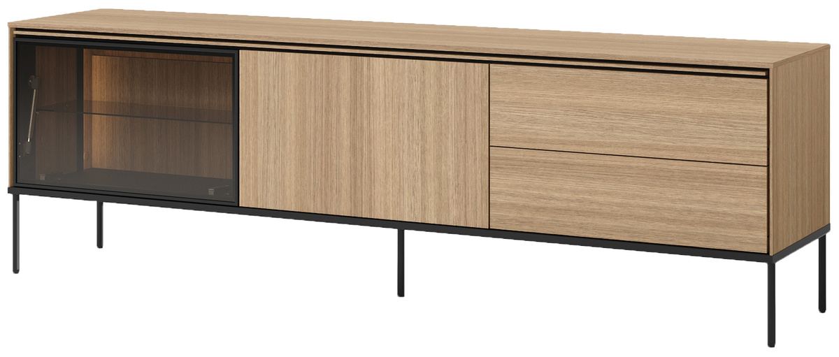 Nowoczesna szafka RTV 197 cm z witryną do salonu VISSO