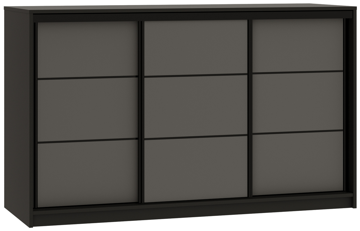 Grafitowa komoda do sypialni 160 cm z drążkami i szufladami LOFT