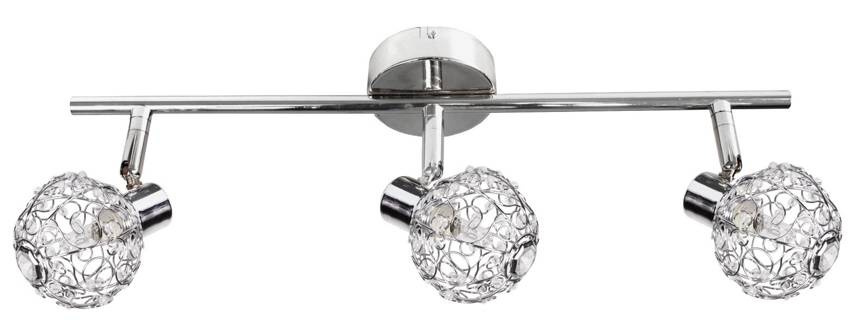 Chromowa lampa ścienna listwa 3-punktowa do łazienki COLLAR metal