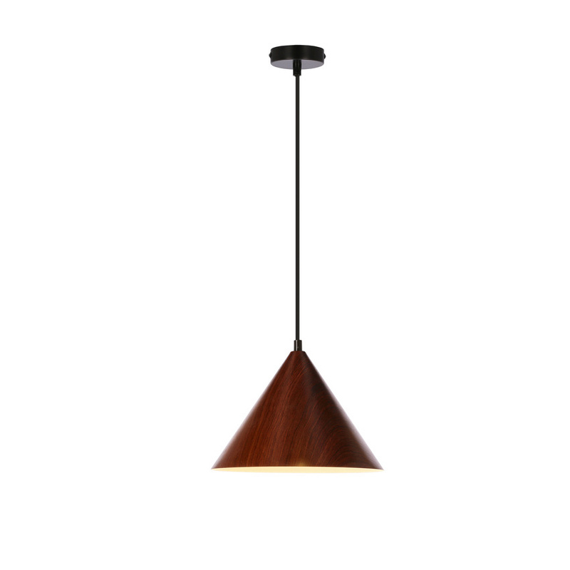 Brązowa lampa wisząca do salonu DUNCA klosz ciemny orzechowy 25 cm