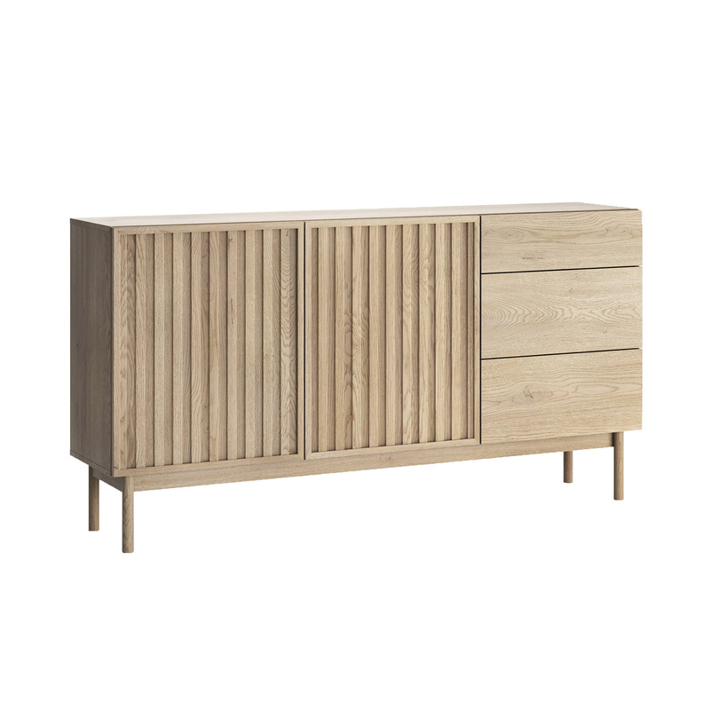 Komoda do salonu SOLVO 160 cm dąb cremona z szufladami i lamelami