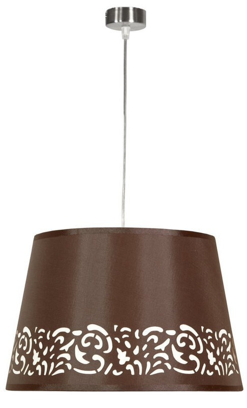 Brązowa lampa wisząca z tkaninowym abażurem do salonu KASHMIR
