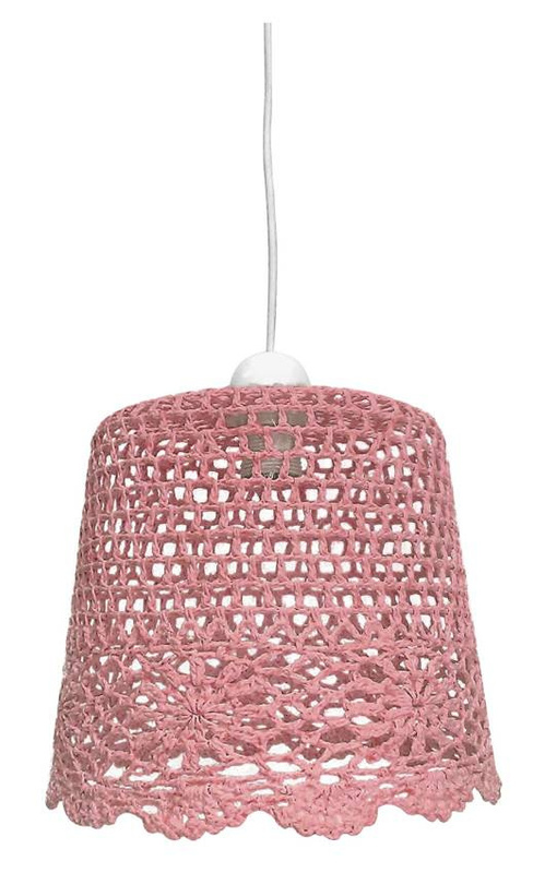 Różowa lampa sufitowa wisząca do salonu NONNA 1xE27 tkanina 27 cm