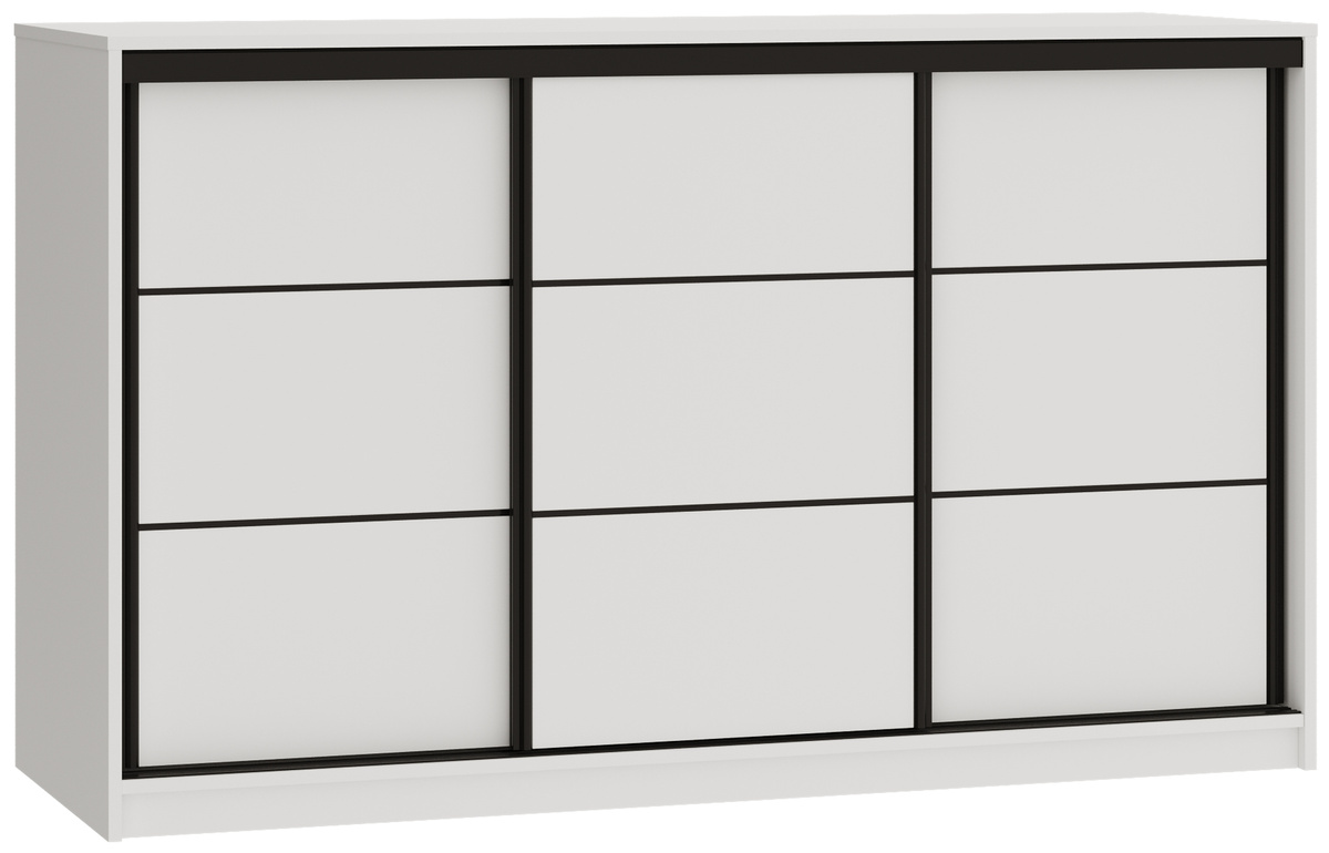 Biała komoda przesuwna 160 cm z szufladami do sypialni LOFT