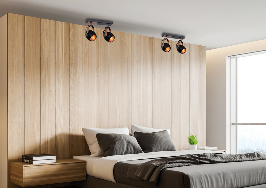 Czarna lampa sufitowa reflektor regulowany 2xE14 do salonu ANICA metal