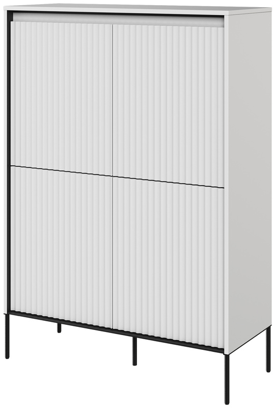 Czterodrzwiowa komoda do salonu z frezowanymi frontami TREND