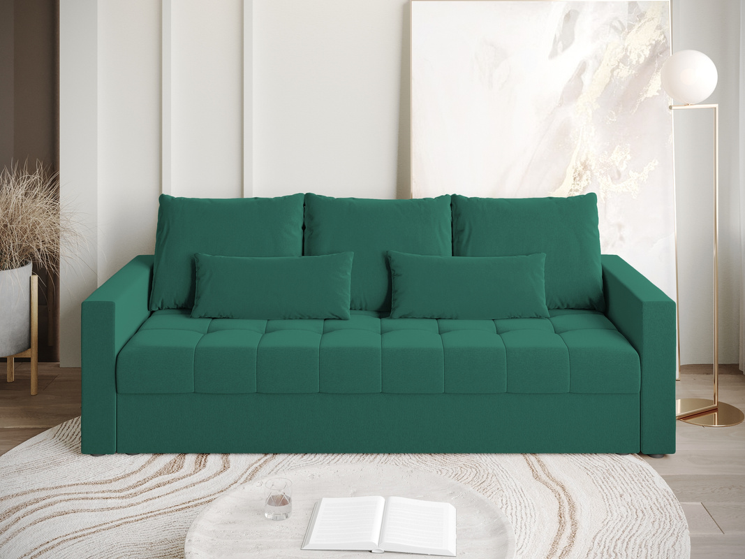 Rozkładana sofa trzyosobowa z funkcją spania HOT butelkowa zieleń