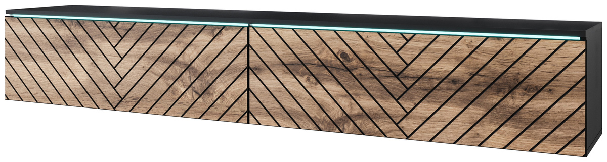 Nowoczesna szafka RTV 180 cm podwieszana BROMI jodełka