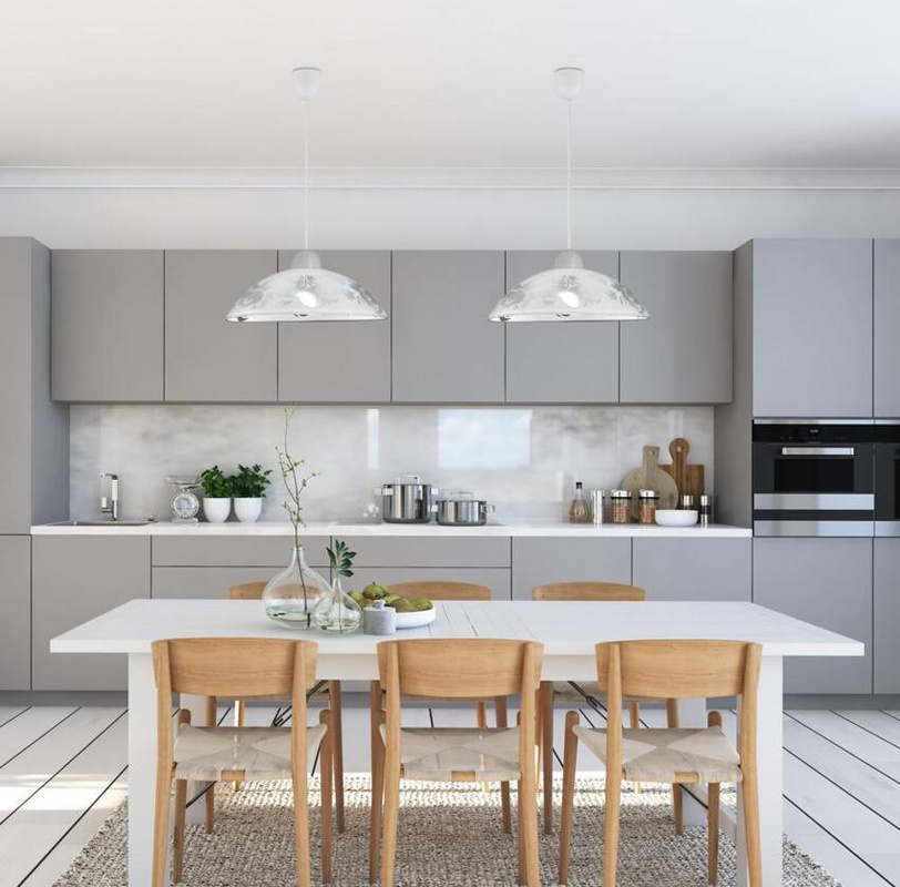 Szklana lampa wisząca sufitowa z regulacją wysokości do salonu BERIS