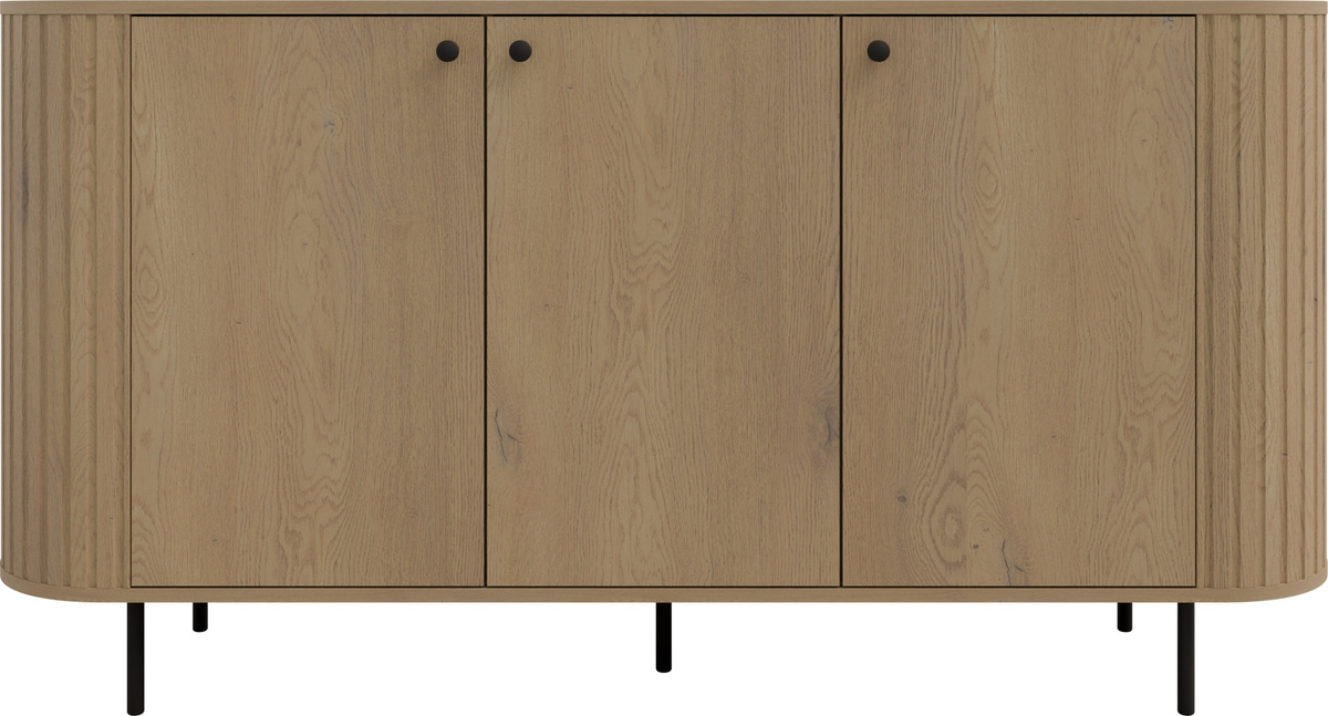 Komoda 165 cm na nóżkach do salonu OVENTO trzydrzwiowa