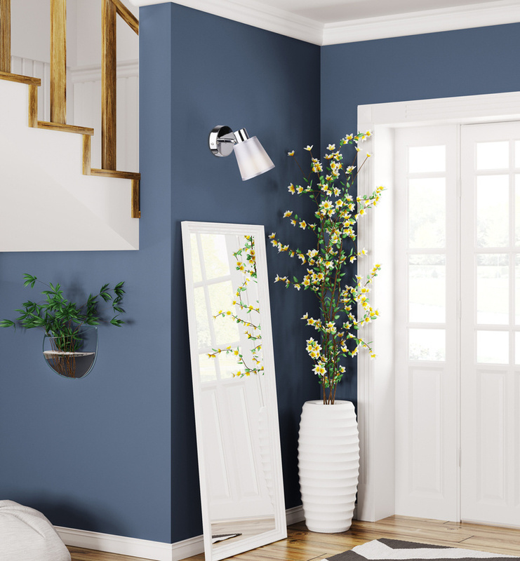 Srebrny kinkiet ścienny do salonu na 1 żarówkę E14 PIN