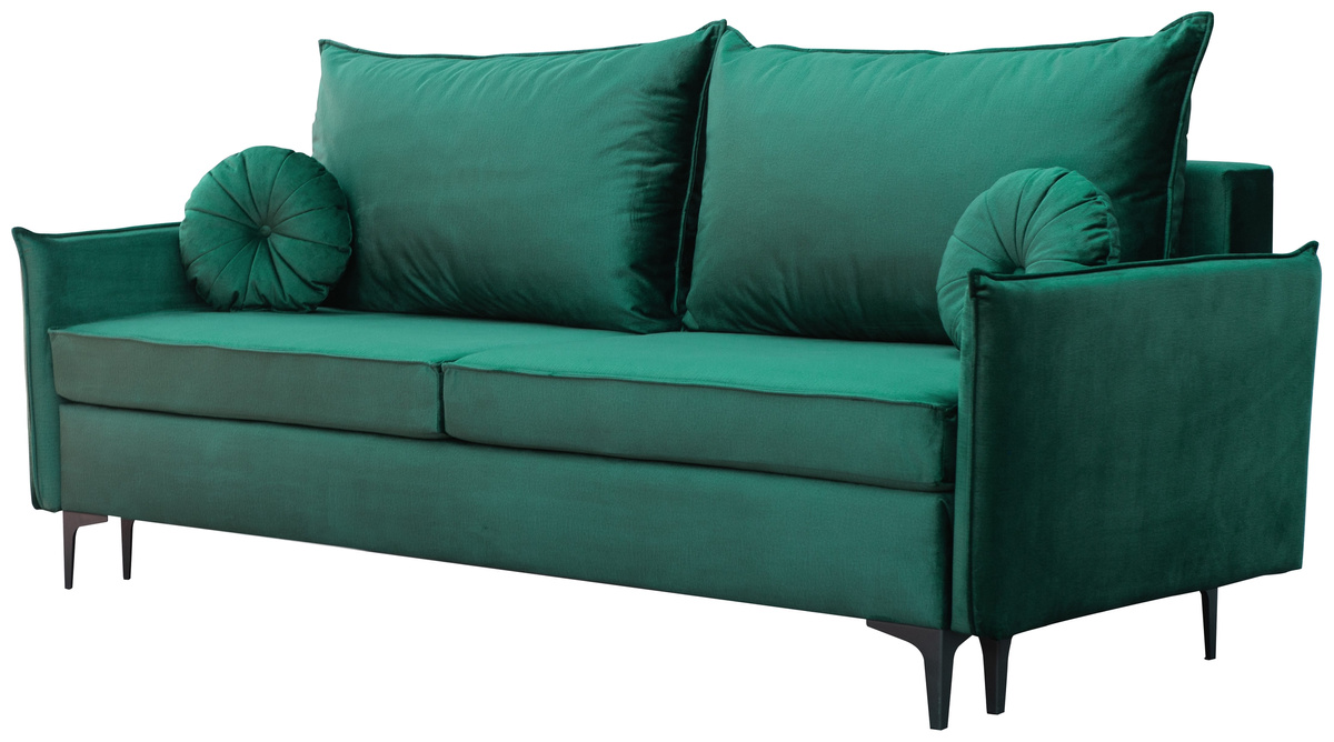 Zielona sofa z funkcją spania do salonu na nóżkach LIVO