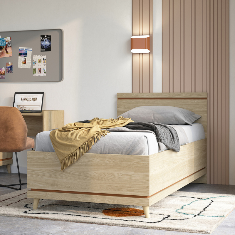 Łóżko młodzieżowe 100x200 do pokoju na nóżkach SCANDI