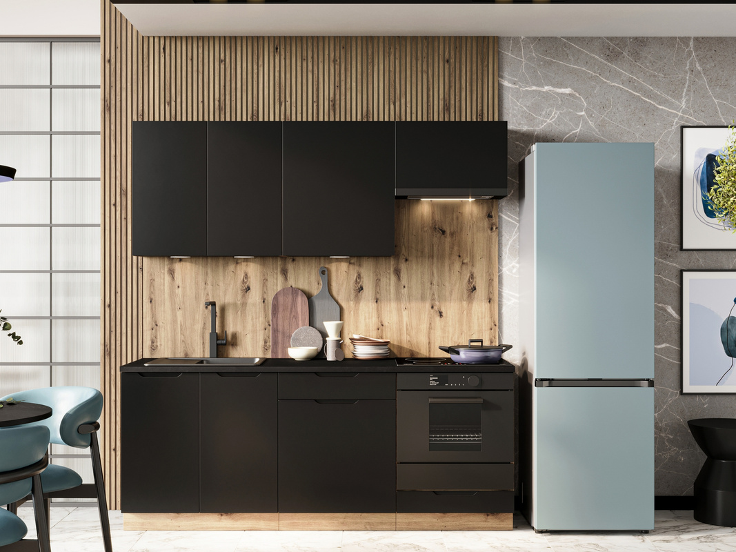 Komplet nowoczesnych mebli kuchennych ISABEL czarny groszek