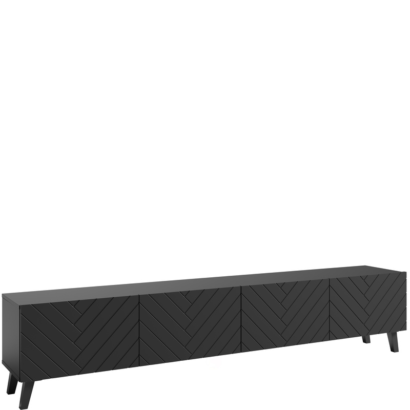 Czarna szafka RTV 190 cm pod telewizor do salonu PUNES