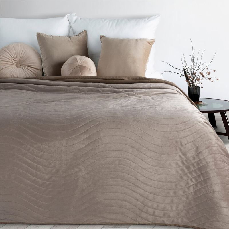 Narzuta welurowa 170x210 cm beżowa LUXO 10 velvet do sypialni