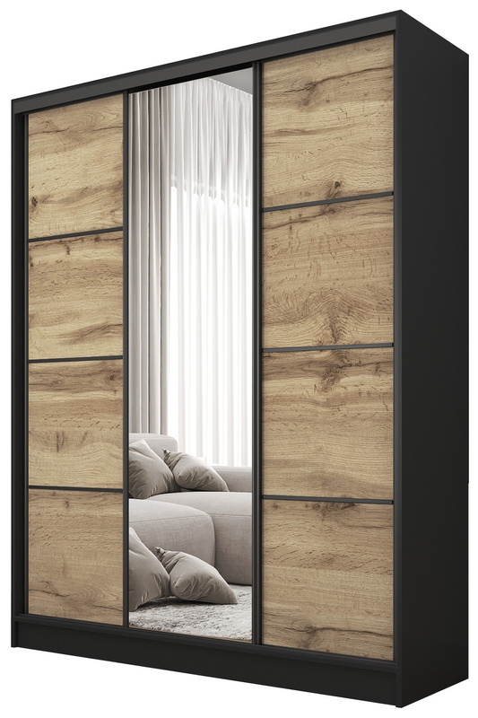 Szafa przesuwna z półkami 150 cm BEST lustro drążki szuflady