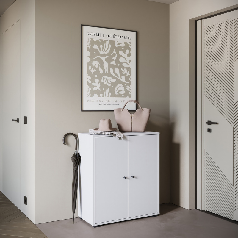 Szafka na buty 70 cm do przedpokoju dwudrzwiowa DORANO biały