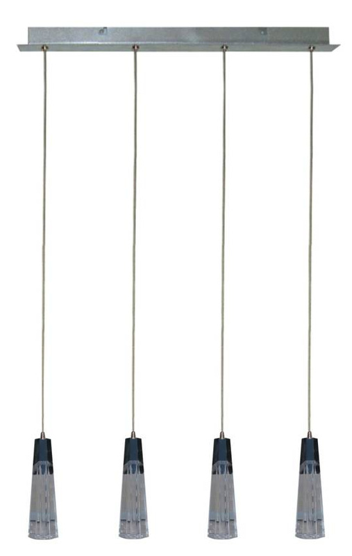 Chromowana lampa wisząca z regulacją wysokości 4xG4 do salonu ERICA szklany klosz