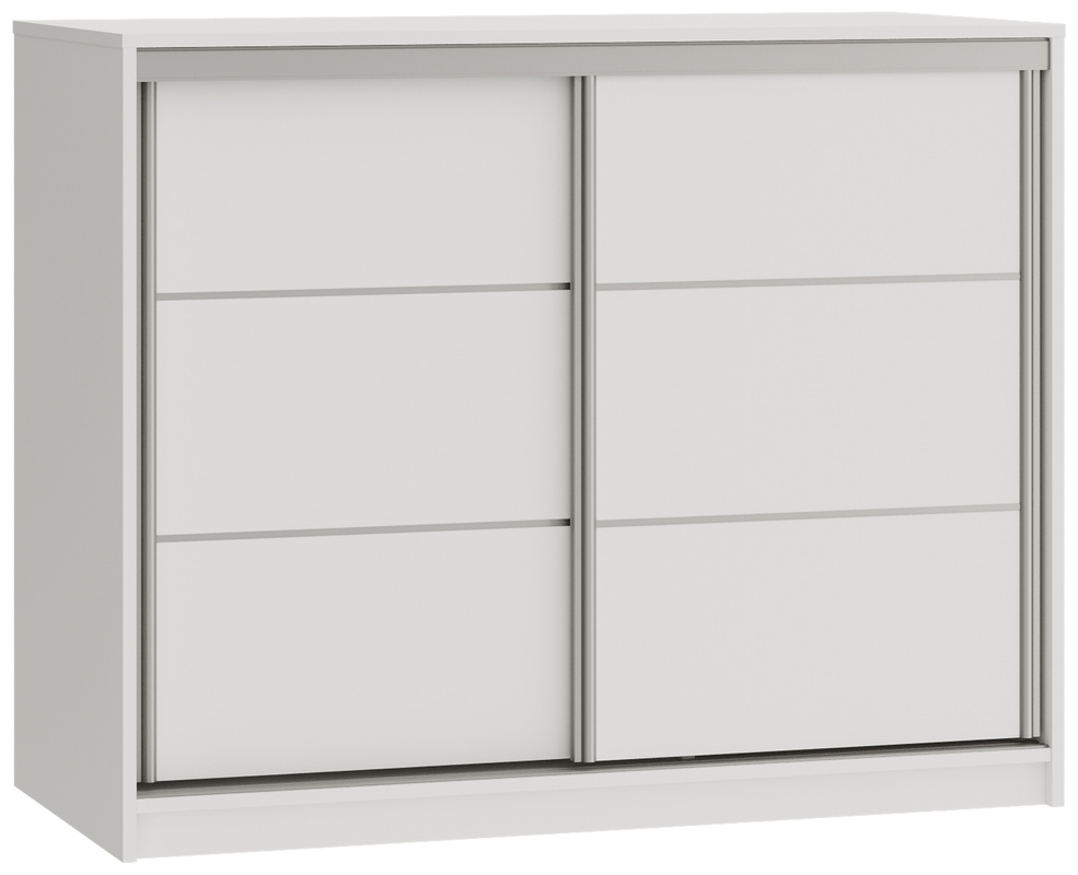 Biała komoda z drzwiami przesuwnymi i drążkiem 120 cm TOP