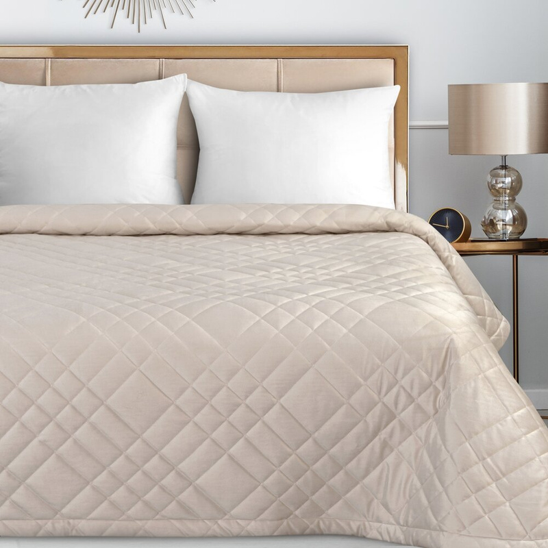 Kremowa narzuta na łóżko 170x210 cm RIVERA 6 do sypialni velvet