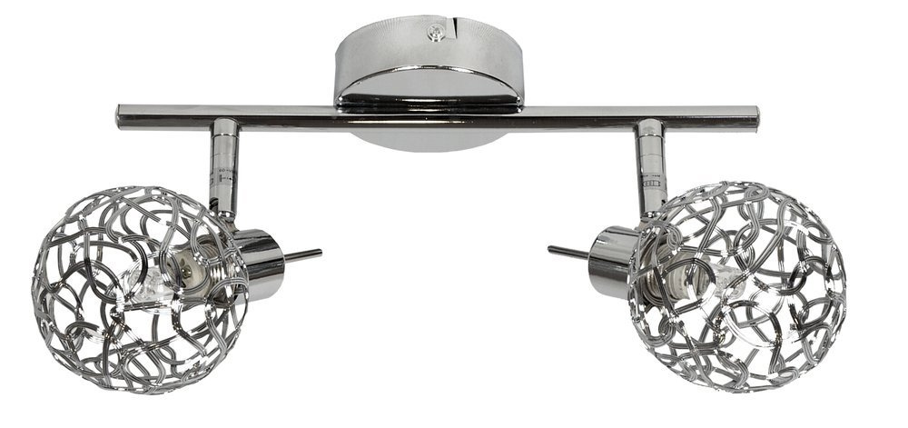 Chromowana lampa sufitowa listwa z plecionym kloszem 2x40W Puzzle