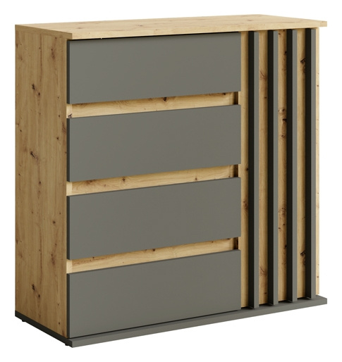 Nowoczesna komoda do przedpokoju DORIOS z lamelami dąb artisan