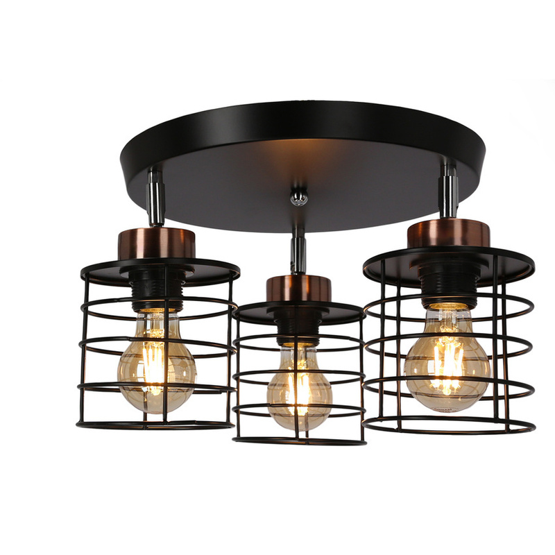 Czarna lampa sufitowa talerz 3-punktowa do salonu metalowa