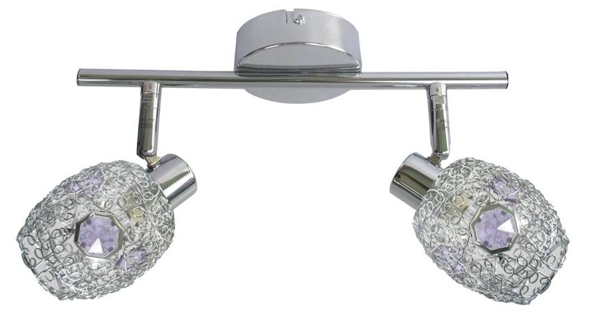 Chromowana lampa sufitowa listwa 2-punktowa do salonu GOLDEN fiolet