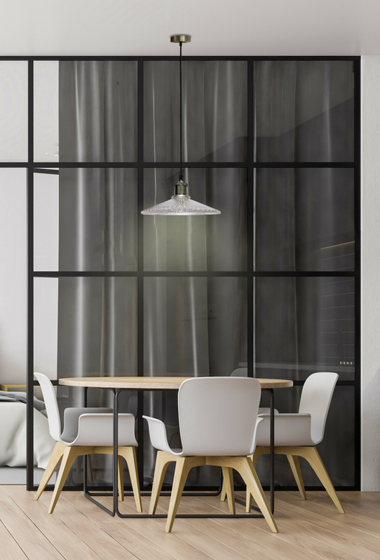 Biało-brązowa lampa wisząca szklana do salonu CHESTER 21 cm