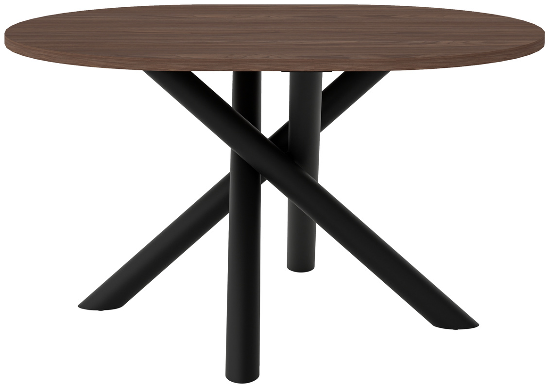 Loftowy stół do jadalni 138-100 cm zaokrąglony OPALIO orzech wisconsin