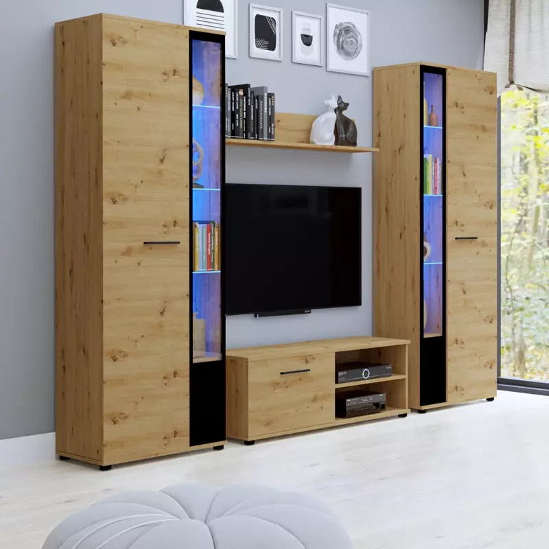 Meblościanka Komoda RTV Witryna Cube XL dąb artisan