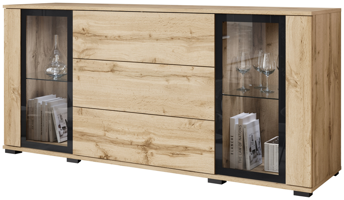 Komoda 150 cm z szufladami do salonu CAVIO dąb wotan