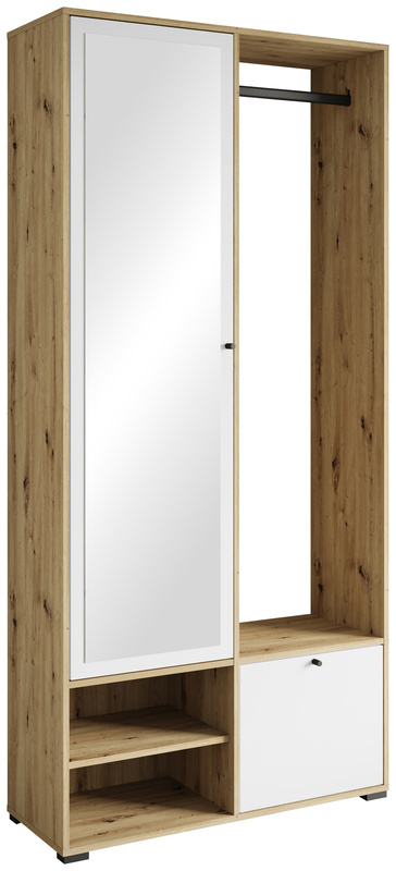 Wysoka garderoba do przedpokoju 90 cm DORANO dąb artisan/biały