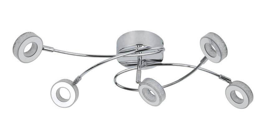 Biała srebrna lampa sufitowa LED 5x5W do salonu VINOLA metal