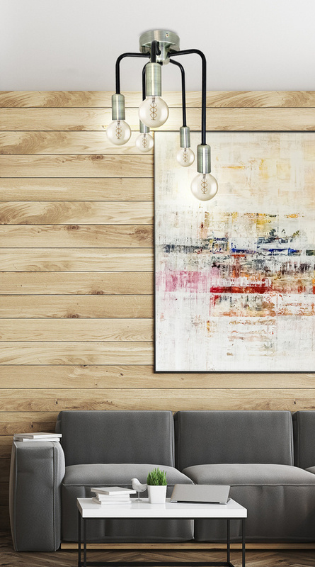 Czarna lampa wisząca sufitowa 5xE14 do salonu SAGA metal