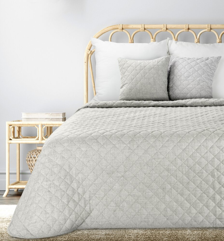 Beżowa narzuta na łóżko 170x210 cm LENON 1 tkanina imitująca len