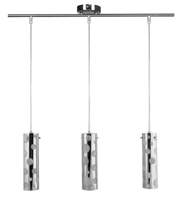 Chromowana lampa wisząca sufitowa 3-płomienna do salonu POINT metal szkło