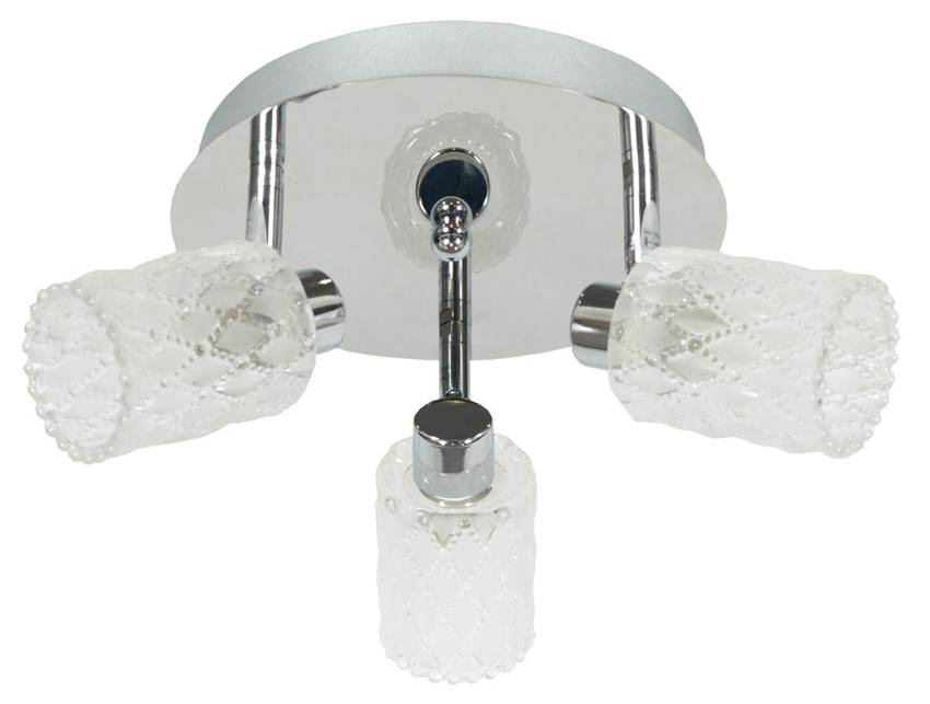 Chromowa lampa sufitowa plafon 3-punktowy do salonu TRANS G9