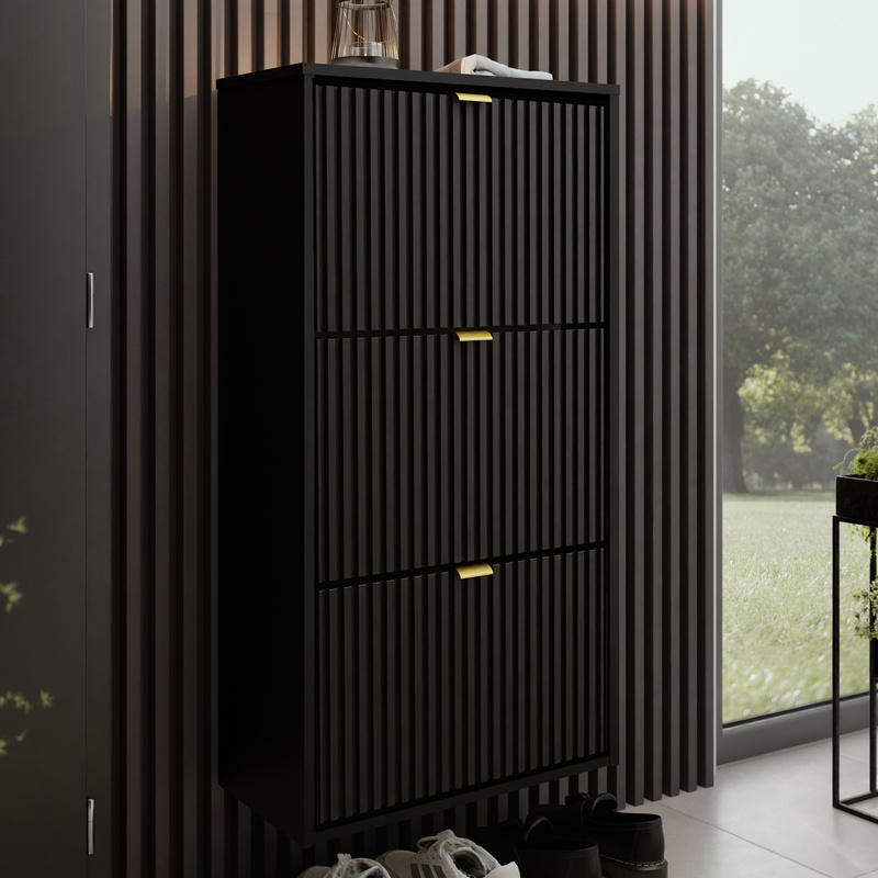 Czarna szafka wisząca na buty 59 cm LEVO